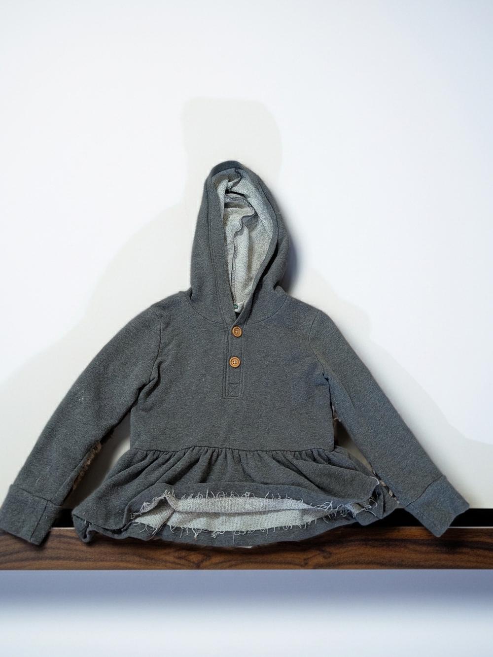 Little Road Co Handmade India Kids Hooded Ruffle Sweatshirt - Gray